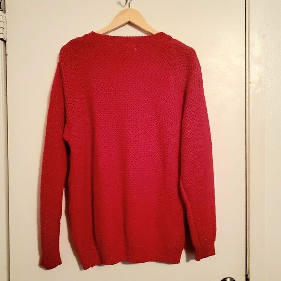 Worthington Vtg Red Cable Knit Sweater Size Large - Picture 4 of 8